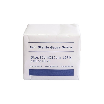 satın almak Tıbbi Cerrahi Gaze Swab Steril olmayan 10 * 10cm 12 katman 40S Gaze Swab 100pcs/pkt Hastane kullanımı için çevrimiçi üretim