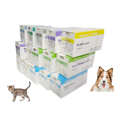 İyi fiyat Veterinerlik Hayvan Hastanesi PDO Kromik Catgut İpek Naylon PGA 910 75cm Steril İğneli Cerrahi Dikişler Köpek kedi Evcil hayvan çevrimiçi