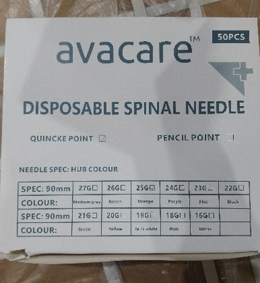 İyi fiyat 25G 26G 27G'de Atravmatik Lomber Delinme için Quincke Ucu ve Kalem Noktası Whitacre Tipi Tıbbi Sınıf Spinal Anestezi İğnesi çevrimiçi